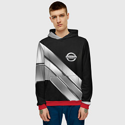 Толстовка-худи мужская Nissan metal steel auto, цвет: 3D-красный — фото 2