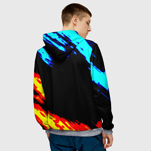 Мужская толстовка Portal лёд и пламя / 3D-Меланж – фото 4