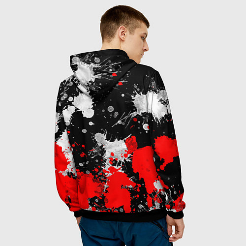Мужская толстовка Герб РФ абстрактыне краски / 3D-Черный – фото 4