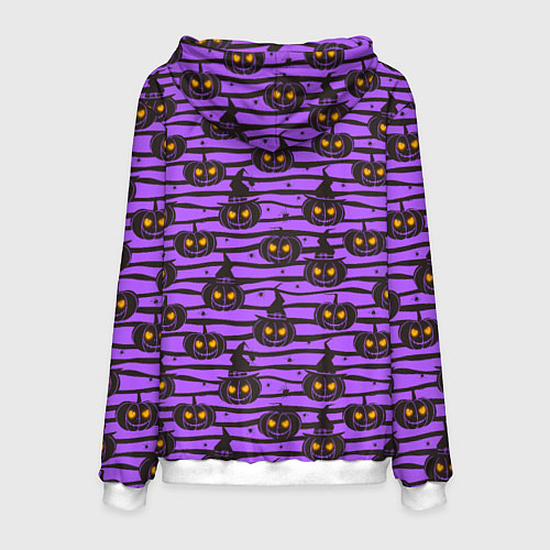 Мужская толстовка Хэллоуин - тыква со светящимися глазами / 3D-Белый – фото 2