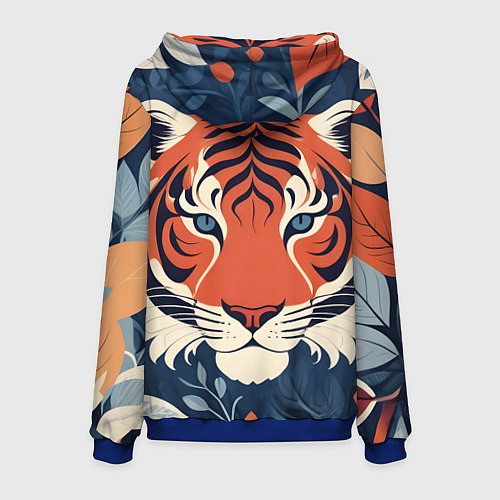 Мужская толстовка Тигр яркие контрасты / 3D-Синий – фото 2