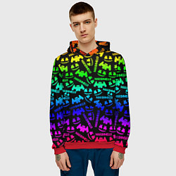 Толстовка-худи мужская Marshmello neon steel pattern, цвет: 3D-красный — фото 2