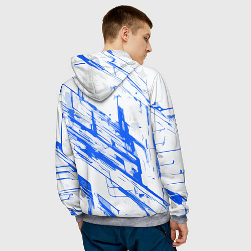 Мужская толстовка Синие полосы на белом фоне / 3D-Меланж – фото 4