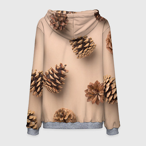 Мужская толстовка Еловые шишки на бежевом фоне / 3D-Меланж – фото 2