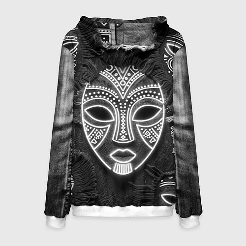 Мужская толстовка Африканские маски на пэчворк / 3D-Белый – фото 2