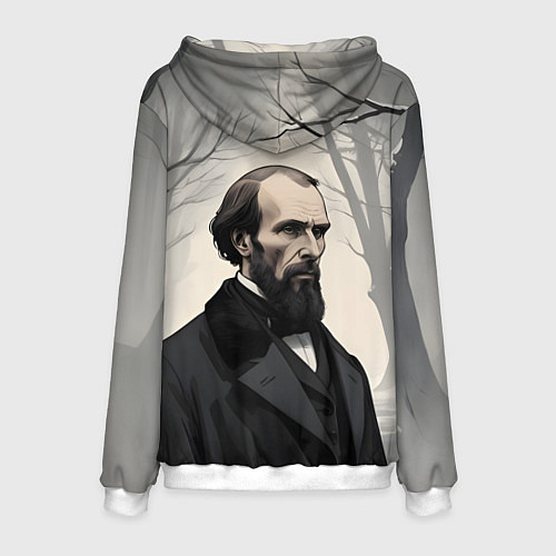 Мужская толстовка Достоевский зимняя аллея / 3D-Белый – фото 2