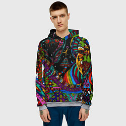 Толстовка-худи мужская Оптический узор девушка, цвет: 3D-меланж — фото 2