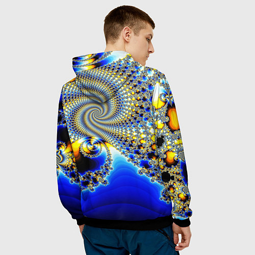 Мужская толстовка Фрактальный психоделики узор / 3D-Черный – фото 4