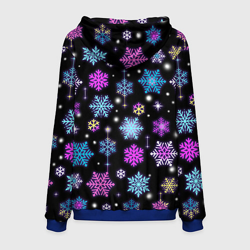 Мужская толстовка Разноцветные снежинки / 3D-Синий – фото 2