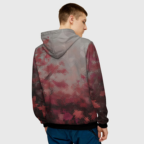 Мужская толстовка Кролик в малиновых тонах / 3D-Черный – фото 4