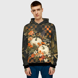 Толстовка-худи мужская Бледные тыквы, цвет: 3D-черный — фото 2
