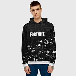 Толстовка-худи мужская Fortnite pattern black, цвет: 3D-белый — фото 2