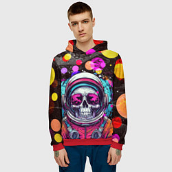 Толстовка-худи мужская Космонавт скелет в космосе, цвет: 3D-красный — фото 2