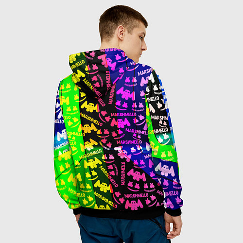 Мужская толстовка Marshmello pattern neon steel / 3D-Черный – фото 4