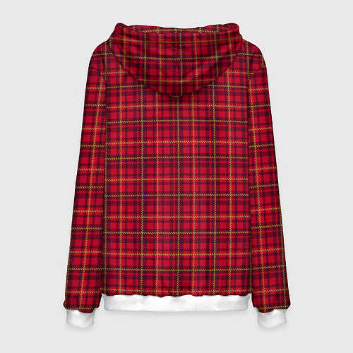 Мужская толстовка Красно-зелёная шотландская клетка / 3D-Белый – фото 2