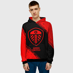 Толстовка-худи мужская Leeds United - red gradient, цвет: 3D-черный — фото 2