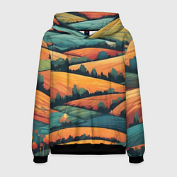 Толстовка-худи мужская Поля луга, цвет: 3D-черный