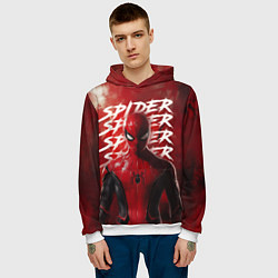 Толстовка-худи мужская Spider-man red background, цвет: 3D-белый — фото 2