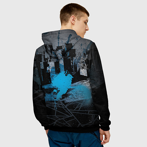 Мужская толстовка Spider-man over the city / 3D-Черный – фото 4