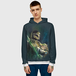 Толстовка-худи мужская Куда я туда и он - Мандалорец, цвет: 3D-белый — фото 2