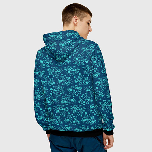 Мужская толстовка Цветочные обои / 3D-Черный – фото 4