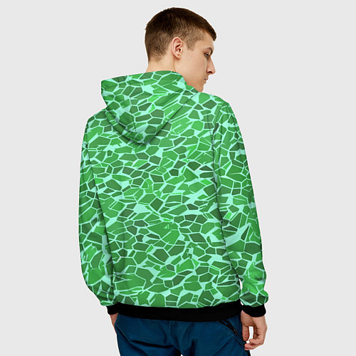 Мужская толстовка Зелёные плитки на салатовом фоне / 3D-Черный – фото 4