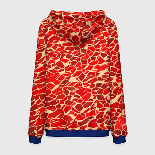 Мужская толстовка Красные плитки на кремовом фоне / 3D-Синий – фото 2