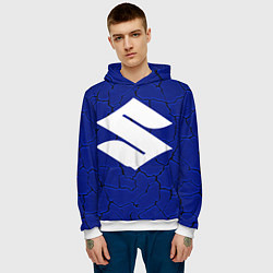 Толстовка-худи мужская Suzuki авто, цвет: 3D-белый — фото 2