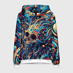 Толстовка-худи мужская Фантазийная композиция с черепом, цвет: 3D-белый