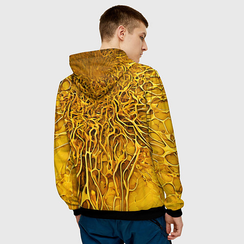 Мужская толстовка Жёлтый симбионт абстракция / 3D-Черный – фото 4