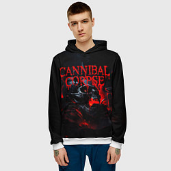 Толстовка-худи мужская Cannibal Corpse кровавый череп, цвет: 3D-белый — фото 2