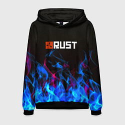 Толстовка-худи мужская Rust neon flame, цвет: 3D-черный