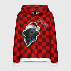 Толстовка-худи мужская Новогодняя oh, no обезьяна, цвет: 3D-белый