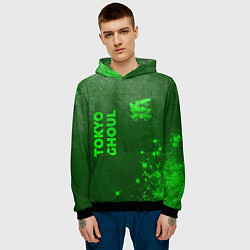 Толстовка-худи мужская Tokyo Ghoul - green gradient вертикально, цвет: 3D-черный — фото 2