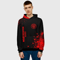 Толстовка-худи мужская Manchester City - red gradient вертикально, цвет: 3D-черный — фото 2