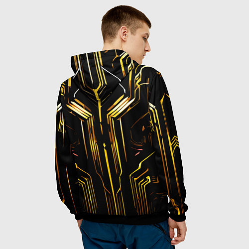 Мужская толстовка Золотые полосы на чёрном фоне / 3D-Черный – фото 4