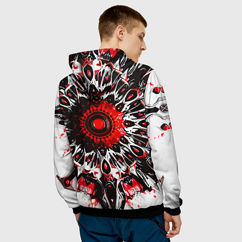 Мужская толстовка Красная сюрреалистичная абстракция / 3D-Черный – фото 4