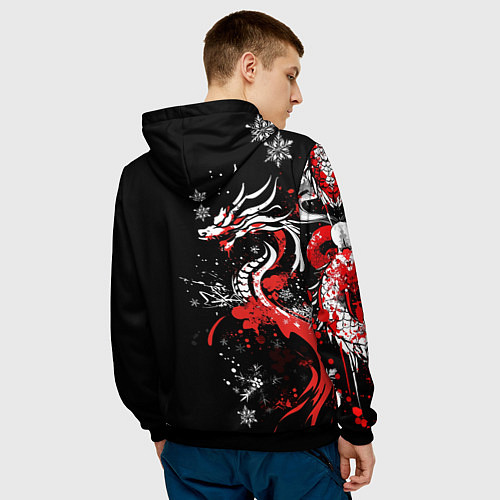 Мужская толстовка Ghost of Tsushima - snowflakesv / 3D-Черный – фото 4