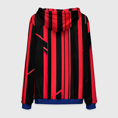 Мужская толстовка Толстые красные полосы на чёрном фоне / 3D-Синий – фото 2