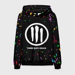 Толстовка-худи мужская Three Days Grace конфети, цвет: 3D-черный
