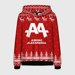 Толстовка-худи мужская Новогодний Asking Alexandria с оленями, цвет: 3D-черный