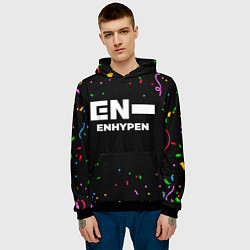 Толстовка-худи мужская Enhypen конфети, цвет: 3D-черный — фото 2