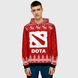 Толстовка-худи мужская Новогодний Dota с оленями, цвет: 3D-черный — фото 2