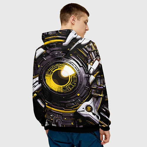 Мужская толстовка Жёлтая сфера киберпанк / 3D-Черный – фото 4