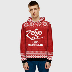 Толстовка-худи мужская Новогодний Led Zeppelin, цвет: 3D-черный — фото 2