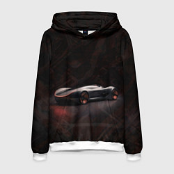 Толстовка-худи мужская Футуристичный гоночный автомобиль, цвет: 3D-белый