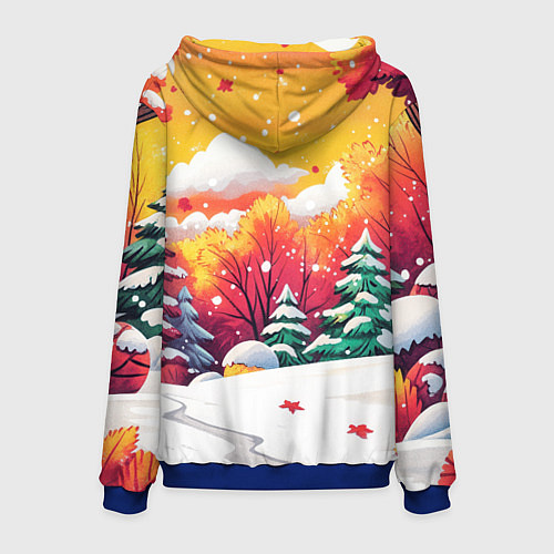 Мужская толстовка Красно-желтые елочки / 3D-Синий – фото 2