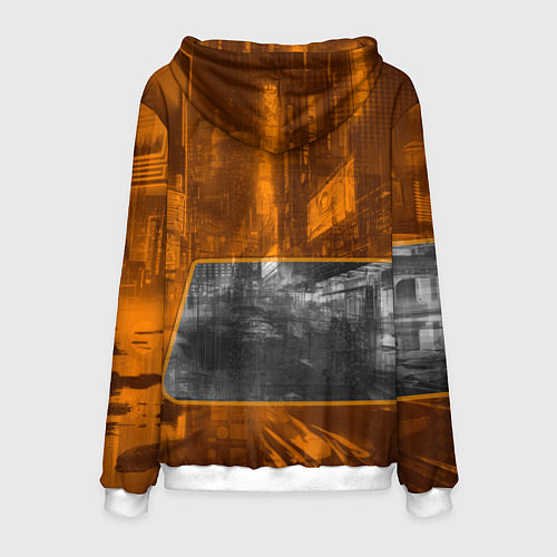 Мужская толстовка Авто с оранжевыми фарами / 3D-Белый – фото 2