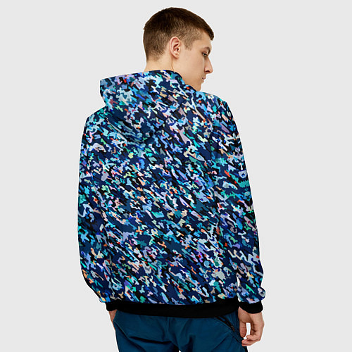 Мужская толстовка Абстрактная текстура синий пёстрый / 3D-Черный – фото 4