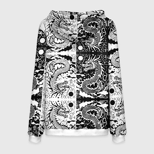 Мужская толстовка Драконы инь и янь с узорами / 3D-Белый – фото 2